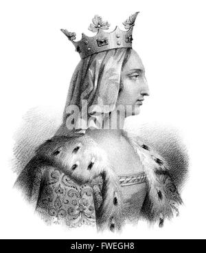 Bianca di Castiglia, Blanca de Castilla, Blanka von Kastilien, 1188-1252, regina di Francia come la moglie di Luigi VIII. Foto Stock