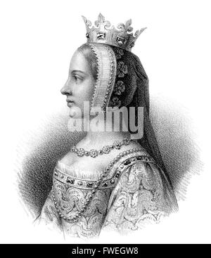 Giovanna I di Auvergne, Johanna I. von Auvergne, Jeanne I. d'Auvergne, 1326-1360, regina di Francia la moglie di Re Giovanni II Foto Stock