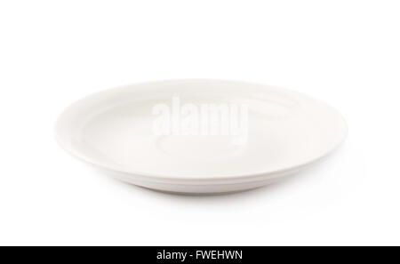 Small white ceramic plate isolated Foto Stock