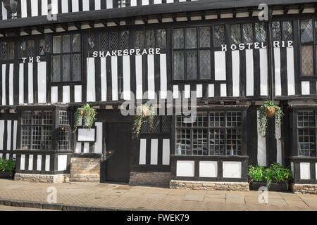 Hotel Shakespeare, vista dell'hotel Shakespeare Hostelrie in Chapel Street, Stratford Upon Avon, Inghilterra, Regno Unito Foto Stock