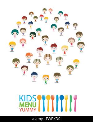 Menu bambini design di sfondo Illustrazione Vettoriale