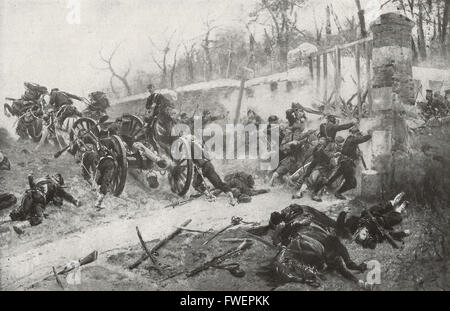 La difesa del Longboyeau cancello durante l assedio di Parigi, Franco - Guerra Prussiano, 1870 - 1871. Foto Stock