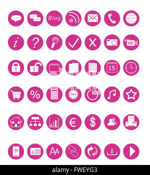 Set di icone di colore rosa per il Web Foto Stock