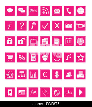 Set di icone per il Web in colore rosa Foto Stock