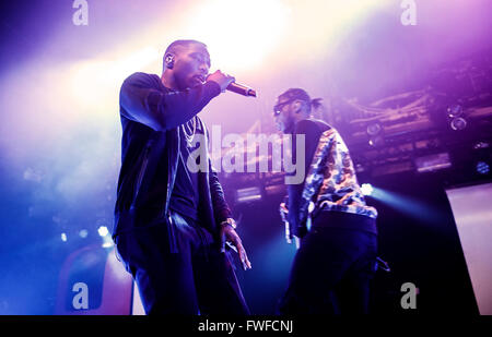 Manchester, Regno Unito. Il 4 aprile 2016. Krept e Konan eseguire al Ritz, Manchester il loro tour del Regno Unito 04/04/2016 Credit: Gary Mather/Alamy Live News Foto Stock