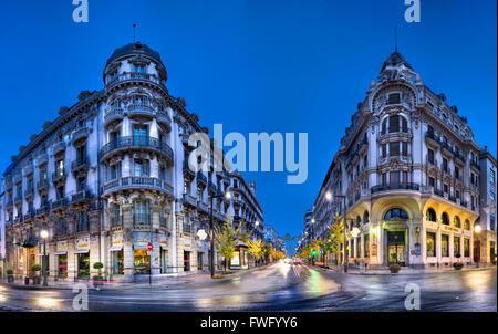 Gran Via Street, Città di Granada, Spagna Foto Stock