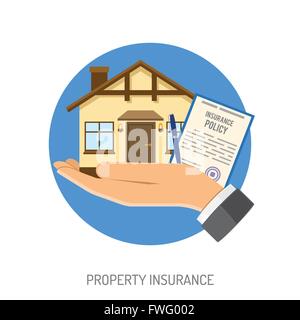 Assicurazione icone piatta Illustrazione Vettoriale