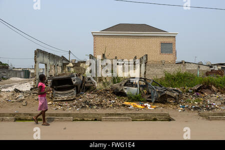 Street con i rifiuti, Repubblica Democratica del Congo Foto Stock