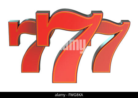 777 Lucky simbolo jackpot, rendering 3D Foto Stock