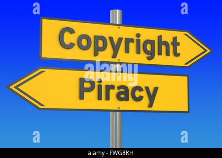 Copyright vs pirateria concetto, rendering 3D Foto Stock