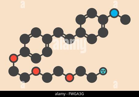 Radiofarmaco Florbetaben molecola utilizzata per l'imaging di delle placche beta-amiloidi nel morbo di Alzheimer dal PET stilizzata Foto Stock