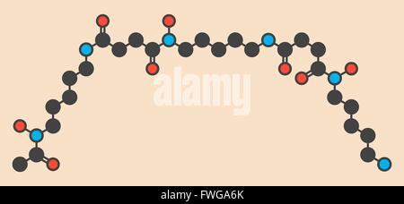 Deferossamina molecola di farmaco utilizzato per trattare il ferro avvelenamento (emocromatosi) stilizzata di scheletro di formula (struttura chimica) atomi Foto Stock