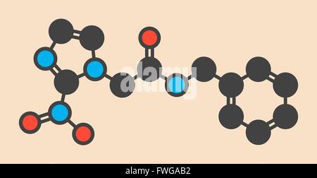 Benznidazole antiparassitaria molecola di farmaco utilizzato nel trattamento della malattia di Chagas (Trypanosoma cruzi) stilizzata di scheletro di formula Foto Stock