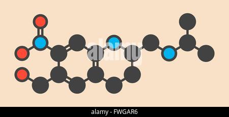 Oxamniquine antielmintico molecola di farmaco utilizzato per il trattamento di Schistosoma mansoni infezioni stilizzata di scheletro di formula (chimico Foto Stock