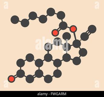 Noretisterone enantato (noretindrone aenanthate) contraccettivi iniettabili molecola di farmaco stilizzata di scheletro di formula (chimico Foto Stock