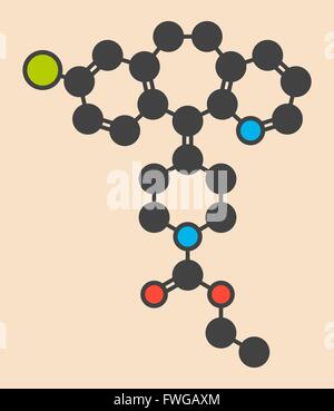 La loratadina antistaminico molecola di farmaco utilizzato per trattare la febbre da fieno orticaria e allergie stilizzata di scheletro di formula (chimico Foto Stock