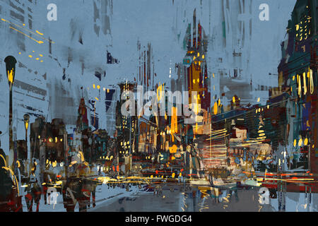 Immagini Stock - Città Moderna Illuminata Da Effetti Di Luce Colorata Di  Notte Illustrazione 3D. Concetto Di Qualsiasi Grande Città Moderna Con L' atmosfera Viva La Vigilia Di Capodanno.. Image 49850915