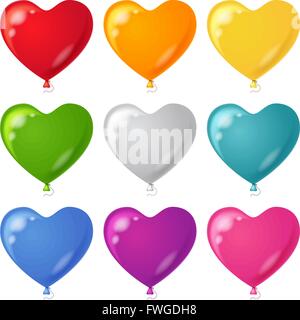 Palloncini a forma di cuore, impostare Illustrazione Vettoriale
