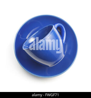 Tazza e piattino isolati su sfondo bianco Foto Stock
