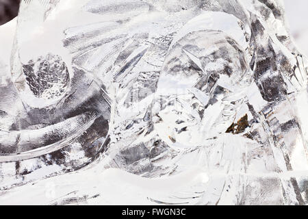 Particolare di una scultura di ghiaccio al 2015 il Lago Louise Ice Magic Festival, il Lago Louise, il Parco Nazionale di Banff, Alberta, Canada Foto Stock