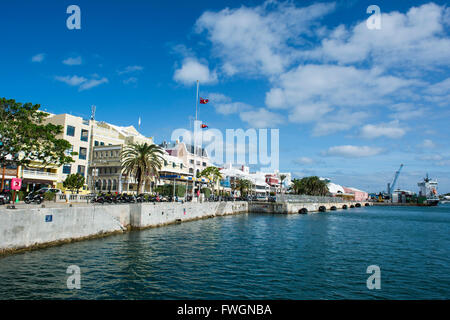 Lungomare storico della capitale di Hamilton, Bermuda, Regno Unito Foto Stock