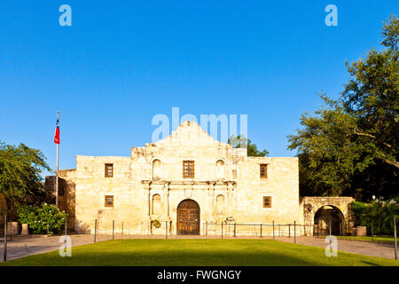 L'Alamo, la Missione di San Antonio de Valero, San Antonio, Texas, Stati Uniti d'America, America del Nord Foto Stock