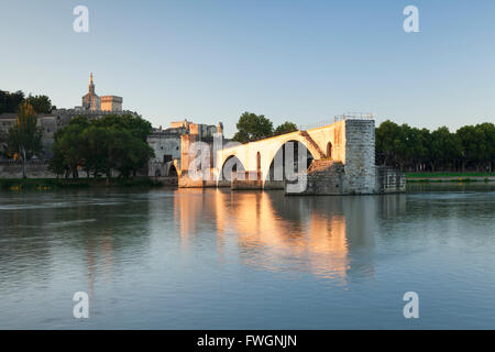 Ponte San Benezet oltre Rhone river, UNESCO, Avignon Vaucluse, Provence-Alpes-Côte d'Azur, in Francia Foto Stock