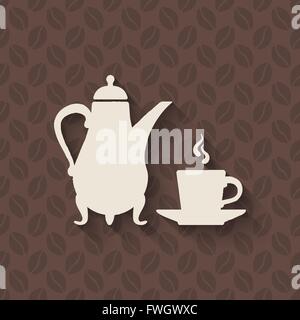 La caffettiera e cup in background senza giunture - illustrazione vettoriale EPS. 10 Illustrazione Vettoriale