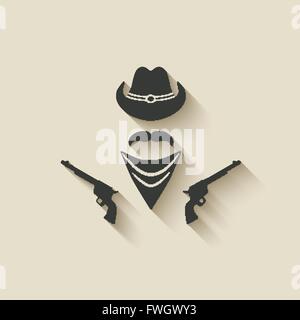 Cappello da cowboy e pistola - illustrazione vettoriale EPS. 10 Illustrazione Vettoriale