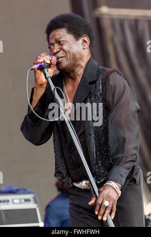 Manchester, Tennessee, Stati Uniti d'America. 12 Giugno, 2016. Il cantante CHARLES BRADLEY suona dal vivo al grande parco dello stadio durante Bonnaroo Music e Arts Festival di Manchester, Tennessee Credito: Daniel DeSlover/ZUMA filo/Alamy Live News Foto Stock