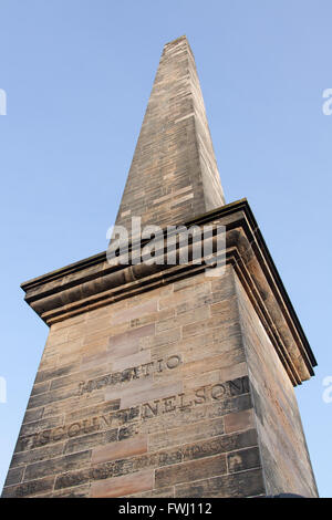 Città di Glasgow, Scozia. Il Signore Horatio Nelson monumento Obelisco in Glasgow Green parco pubblico. Foto Stock
