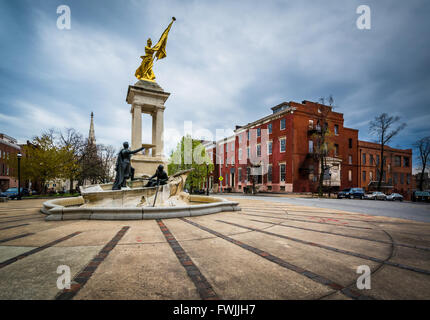 La Francis Scott Key monumento in Bolton Hill, Baltimore, Maryland. Foto Stock