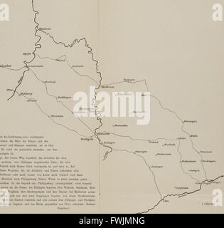 Questa pubblicazione del 1912 discute della campagna militare del 1805 nota come campagna di Ulma, un conflitto fondamentale durante la Guerra della terza coalizione, evidenziando manovre strategiche ed eventi chiave. Foto Stock