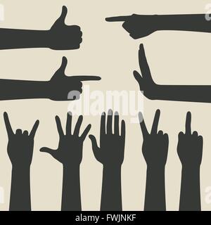 Gesti con le mani le icone set- illustrazione vettoriale EPS. 8 Illustrazione Vettoriale