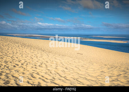 Vista dalla duna più alta in Europa - Duna del Pyla (Pilat), Baia di Arcachon, Aquitaine, Francia Foto Stock