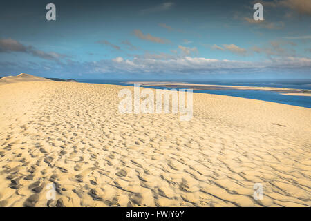 Vista dalla duna più alta in Europa - Duna del Pyla (Pilat), Baia di Arcachon, Aquitaine, Francia Foto Stock