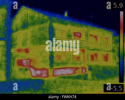 Seminterrato perdita di calore immagine termica Foto Stock