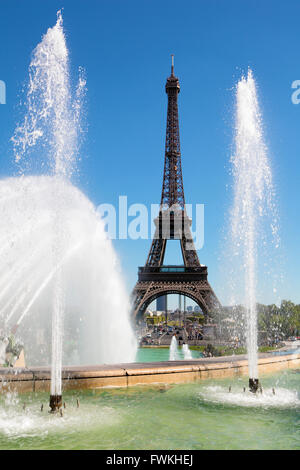 Torre Eiffel Trocadero fontane Foto Stock