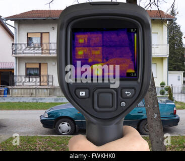 Immagine termica della facciata della casa Foto Stock