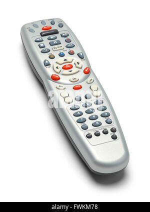 Grigio TV Telecomando isolati su sfondo bianco. Foto Stock