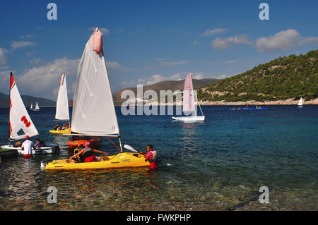 Turchia, costa Egea, Yali Vicino Bodrum, Lezioni di vela Foto Stock