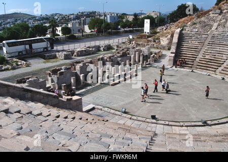 Turchia, costa Egea, Bodrum, antico teatro greco Foto Stock