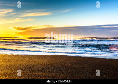 Viste intorno e Vik Reynishverfi (spiaggia nera) Foto Stock