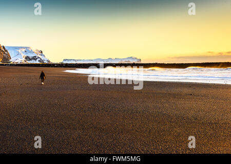 Viste intorno e Vik Reynishverfi (spiaggia nera) Foto Stock