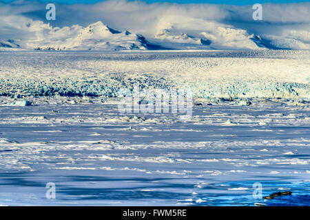 Viste lungo il tragitto da Vik da e per Jokullsarlon - la laguna iceberg Foto Stock