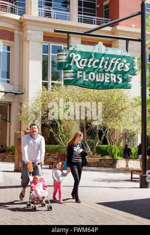 Ratcliffe fiori del segno, conservate su Tryon Street, Charlotte, North Carolina, STATI UNITI D'AMERICA Foto Stock