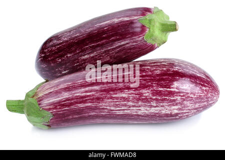 Graffiti melanzana melanzane melanzana isolati vegetali su sfondo bianco Foto Stock