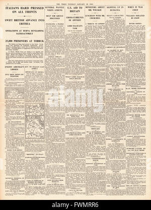 1941 Pagina 4 Tempi le forze italiane premuto su tutti i fronti Foto Stock