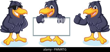 Crow mascotte felice del vettore Illustrazione Vettoriale