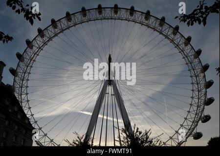 London Eye, viste a 360 gradi di Londra Foto Stock